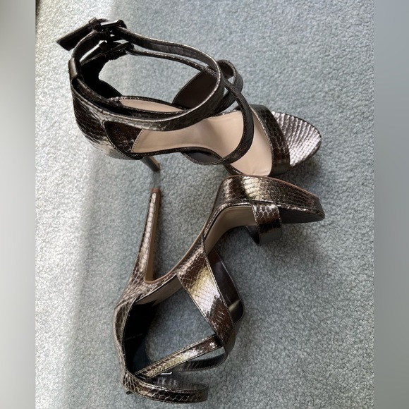 Nine West HENRIKA PEWTER Faux SNAKE High Heel Stiletto Sandals - Picture 5 of 11
